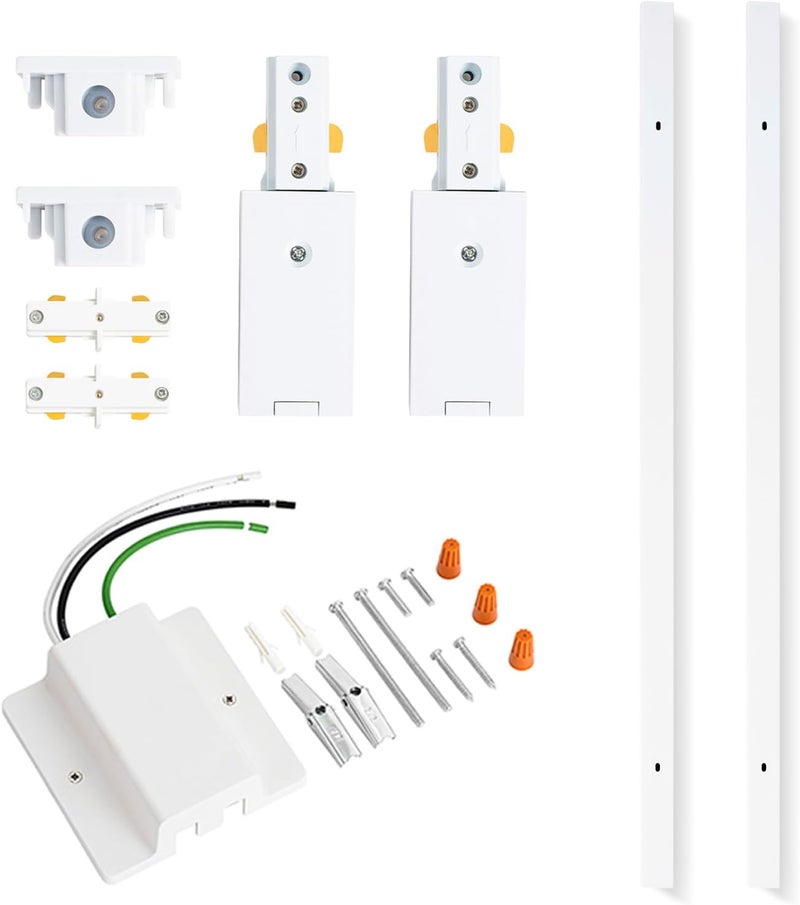 VANoopee 6.6FT H Track Lighting Rails White H Type Track Lighting Kit with Floating Canopy Connector, End Caps, Live End Feeds, I Connectors, Compatible with Single Circuit H Style Track System - Image 1